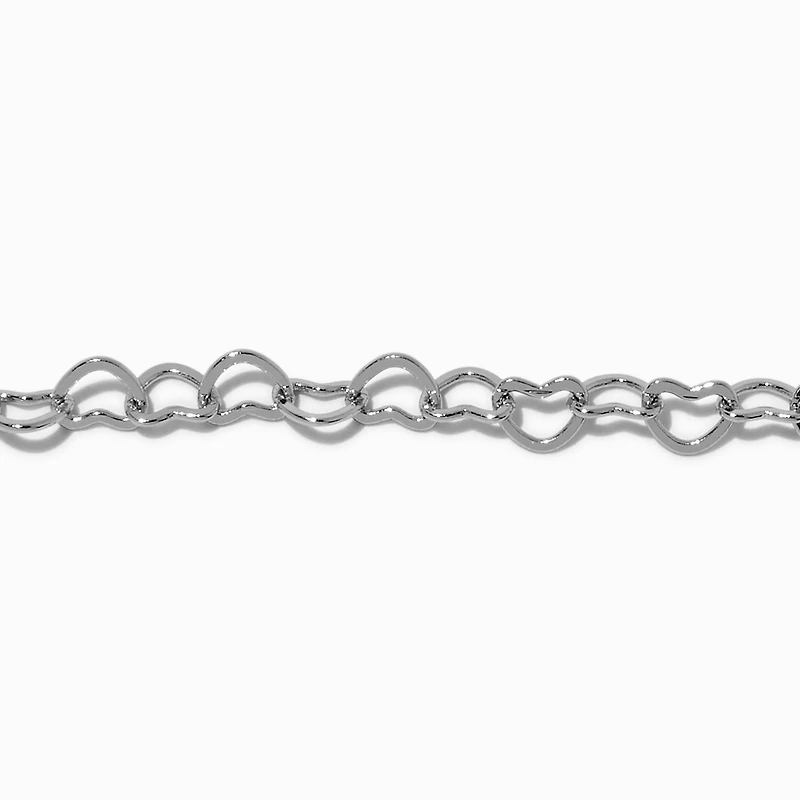Silver-tone Heart Link Chain Bracelet