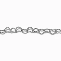 Silver-tone Heart Link Chain Bracelet