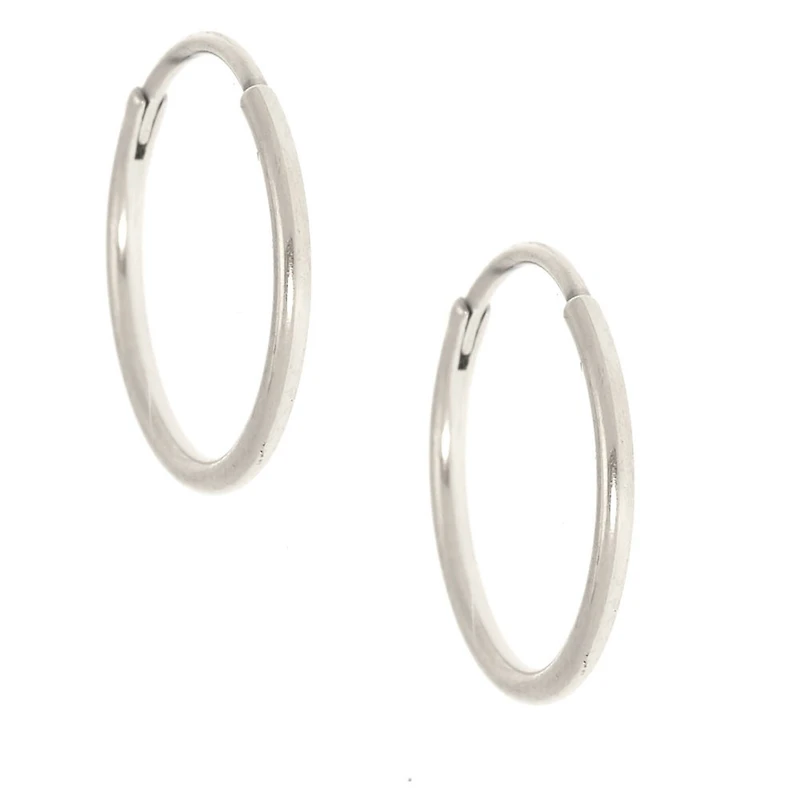 C LUXE by Claire's Silver-tone Titanium 10mm Sleek Hoop Earrings