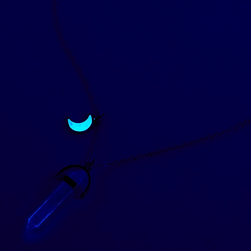 Blue Moon Glow in the Dark Mystical Gem Pendant Necklace