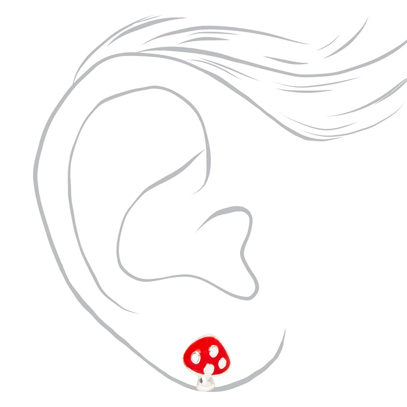 Red Mushroom Stud Earrings