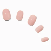 Light Nude Glossy Medium Oval Vegan Faux Nail Set - 24 Pack