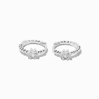 C LUXE by Claire's Sterling Silver Crystal Bubble Clicker Hoop Earrings