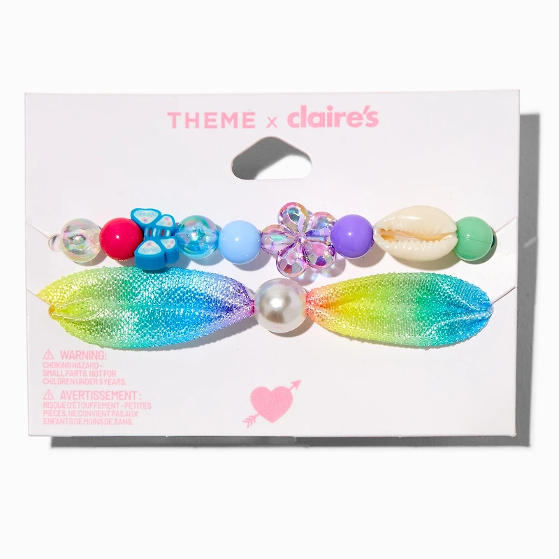 T H E M E x Claire's Beaded Mixed Media Bracelet Set - 2 Pack