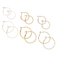 Mixed Metal Hoop Earrings - 6 Pack
