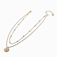 Gold-tone Cherub Medallion Multi-Strand Necklace