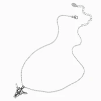 Silver-tone Cowgirl Longhorn Pendant Necklace