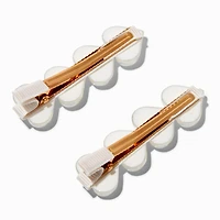 White Puffy Heart Hair Clips - 2 Pack