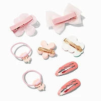 Claire's Club Pink Daisy Mixed Hair Clip Set - 8 Pack