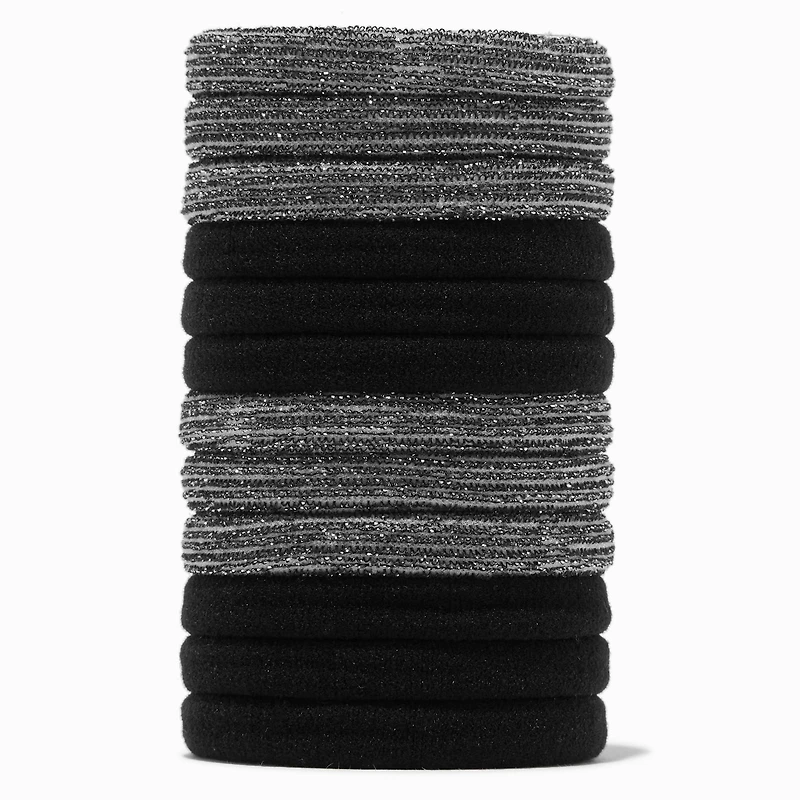 Black Lurex Rolled Hair Ties - 12 Pack 