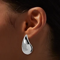 Silver-tone Large Bean 1" Drop Earrings