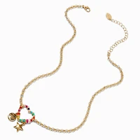 Rainbow Heart Charm Pendant Necklace