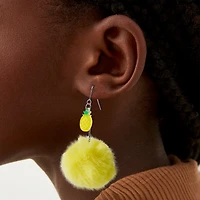 Pineapple Pom Pom 2" Drop Earrings