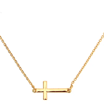 Gold-tone Sideways Cross Stackable Pendant Necklace