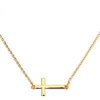 Gold-tone Sideways Cross Stackable Pendant Necklace