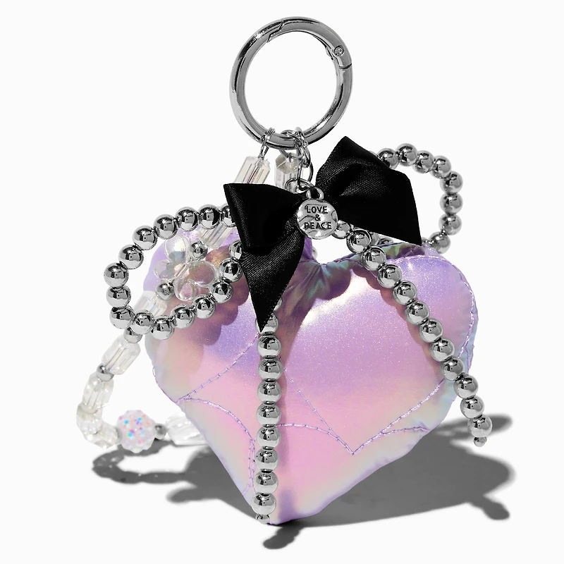 Purple Puffy Heart Bag Charm