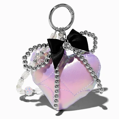 Purple Puffy Heart Bag Charm