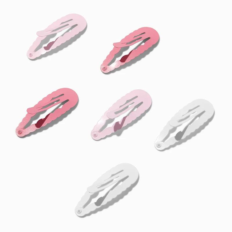 Claire's Club Pink Scalloped Snap Hair Clips - 6 Pack