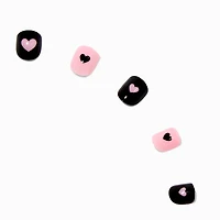 Claire's Club Pink & Black Heart Press On Vegan Faux Nail Set - 10 Pack