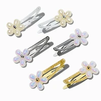 Claire's Club Pearl Flower Snap Hair Clips - 6 Pack