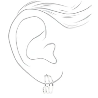 Silver-tone 15mm Thin Triple Hoop Earrings