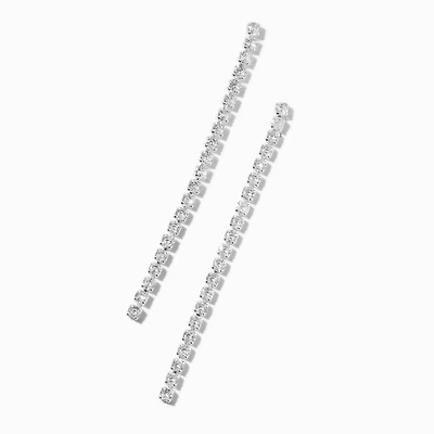Cubic Zirconia Column 3" Linear Drop Earrings