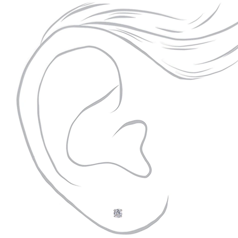 C LUXE by Claire's Sterling Silver Cubic Zirconia 3mm Round Stud Earrings