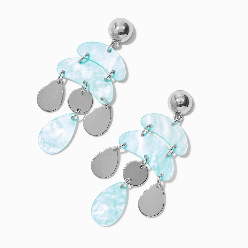 Light Blue Abstract Chandelier Drop Earrings