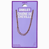 Gold-tone Stainless Steel Ball Chain Anklets - 2 Pack