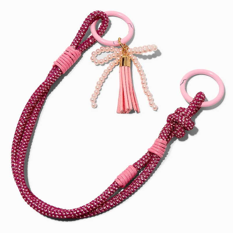 Pink Rhinestone Bow Bag Charm