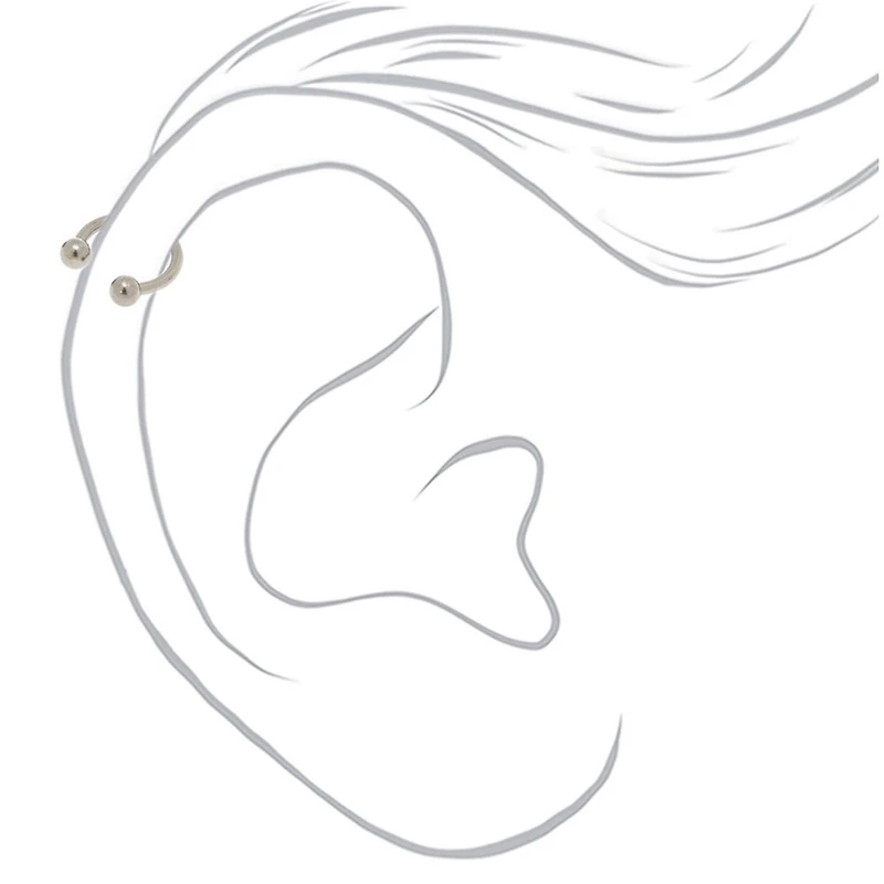Silver-tone Titanium 16G Mixed Cartilage Earrings - 3 Pack