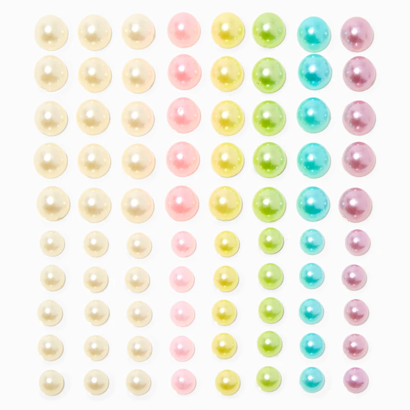 Pastel Rainbow Assorted Crystal Hair Gems - 80 Pack