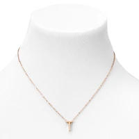 Gold-tone Mini Pearl Initial Pendant Necklace