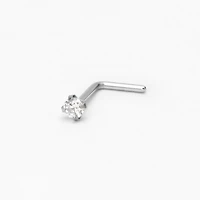 20G Silver-tone Stainless Steel Cubic Zirconia Basic Nose Stud