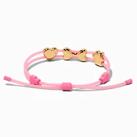 Gold-tone Paw, Bone & Heart Charm Pink Bolo Bracelet