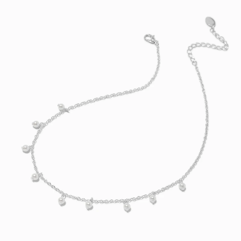 White Pearl Confetti Charm Necklace 