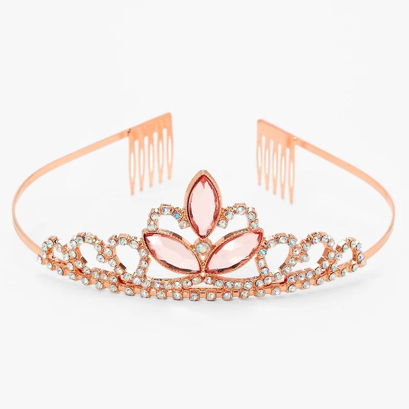 Claire's Club Rose Gold Tri Gem Tiara