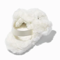 Claire's Club White Bunny Furry Slippers