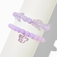 Purple Ombré Butterfly Stretch Bracelets - 2 Pack