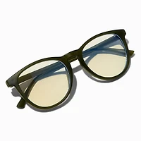 Solar Blue Light Reducing Matte Green Oval Clear Lens Frames