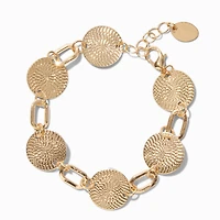 Gold-tone Textured Disc Chain Bracelet