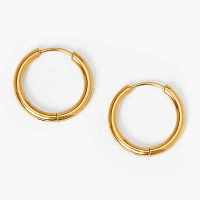 C LUXE by Claire's Gold-tone Titanium 12mm Sleek Hoop Earrings