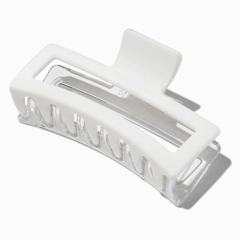 Large Two-Tone White Rectangular Hair Claw