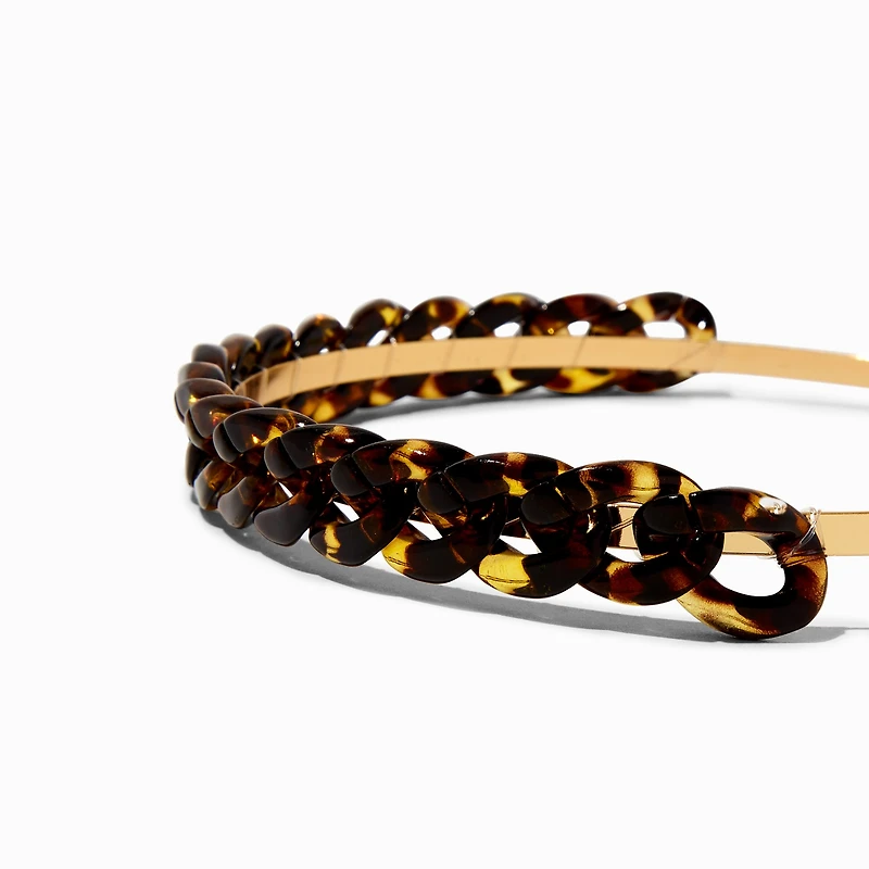 Brown Tortoiseshell Chain Headband