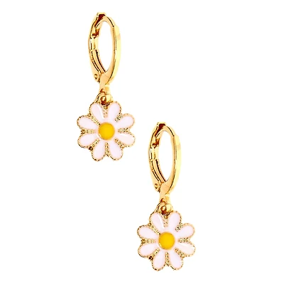 Gold-tone Daisy 10mm Huggie Hoop Earrings
