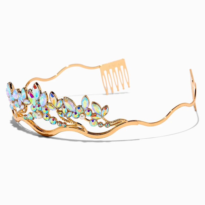 Claire's Club Gold-tone Iridescent Gem Tiara