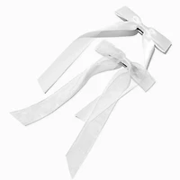 White Organza & Sheer Hair Bow Clips - 2 Pack