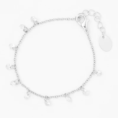 Silver-tone Cubic Zirconia Confetti Charm Bracelet