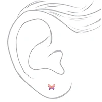 C LUXE by Claire's 18kt Rose Gold Plated Pink & Purple Butterfly Stud Earrings