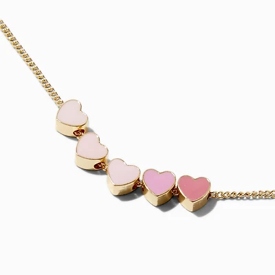 Ombré Pink Heart Pendant Necklace